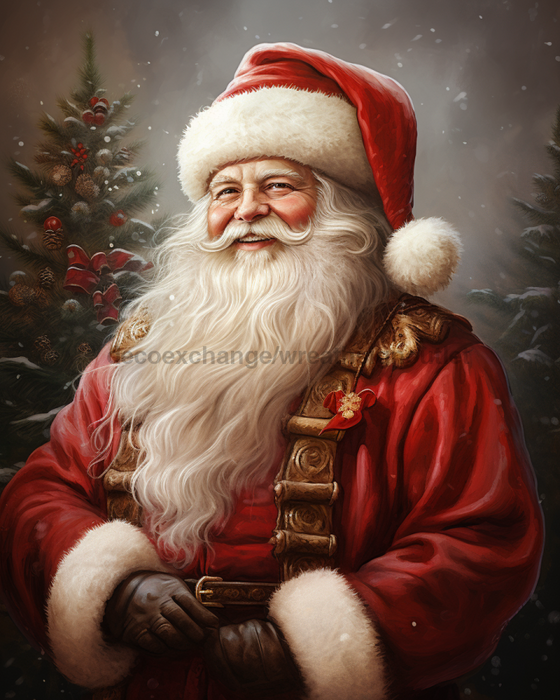 Red Santa Sign Christmas Dco-00708 For Wreath 8X10 Metal