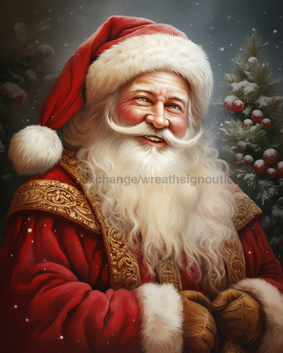 Red Santa Sign Christmas Dco-00709 For Wreath 8X10 Metal