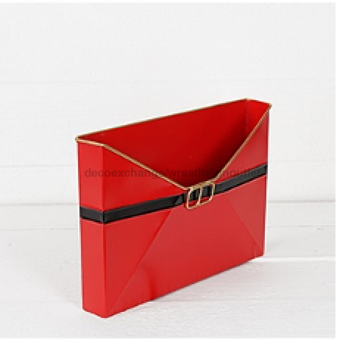 Red Santa’s Envelop Metal Basket-12Wx8.5Hx2T M32617 Container