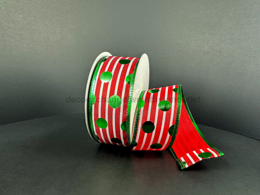 Red Stn/Grn Mtlc Dot-Edge 1.5’’X10Y 76535-09-17 Ribbon