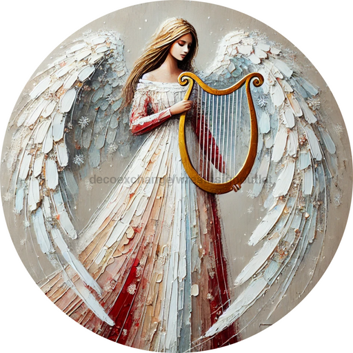 Religious Angel Sign, DECOE-5287-D, Sign For Wreath, 10" Wood Sign