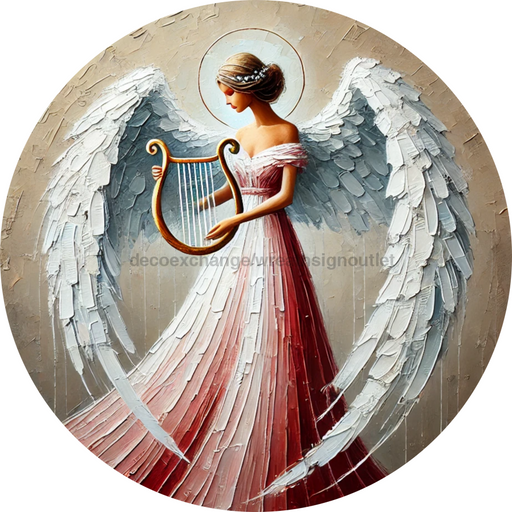 Religious Angel Sign, DECOE-5288-D, Sign For Wreath, 10" Wood Sign