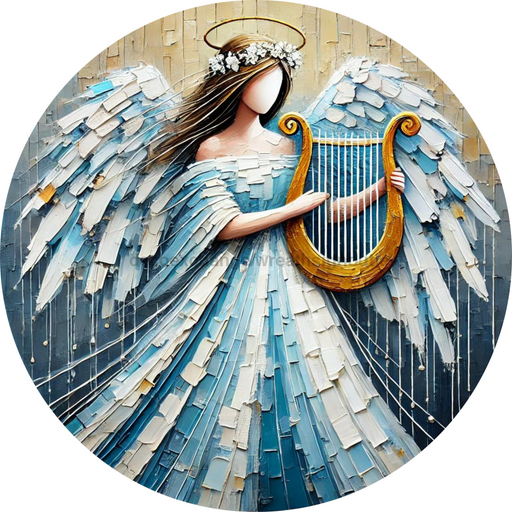 Religious Angel Sign, DECOE-5301-D, Sign For Wreath, 10" Wood Sign