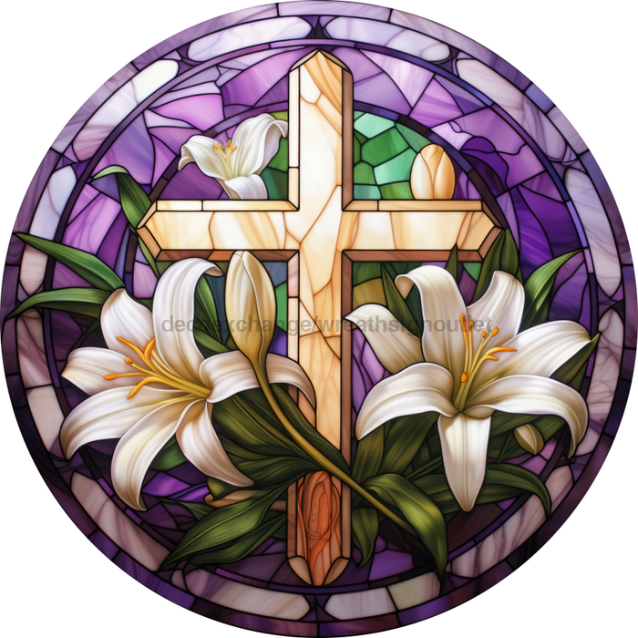 Religious Easter Sign Cross Decoe-5178 10’ Metal Round
