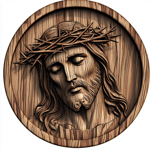 Religious Jesus Wood Carving Sign, DCO-13301, Sign For Wreath, 10x10" Metal Sign