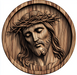 Religious Jesus Wood Carving Sign, DCO-13301, Sign For Wreath, 10x10" Metal Sign