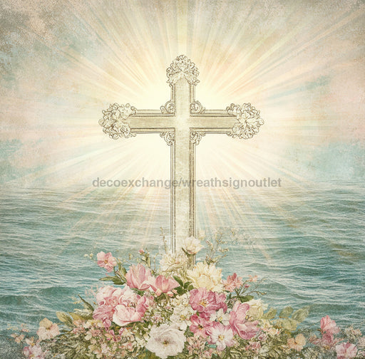 Religious Sign, Cross Sign, DCO-02392, Sign For Wreath, 10x10 Metal Sign