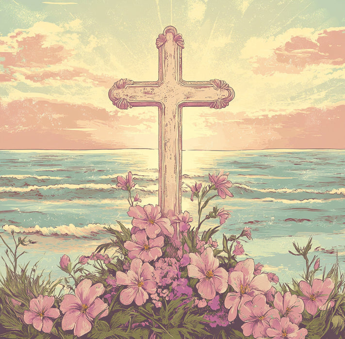 Religious Sign, Cross Sign, DCO-02395, Sign For Wreath, 10x10 Metal Sign