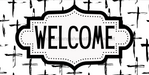 Religious Welcome Sign, Crosses Sign, DCO-01255, Sign For Wreath, 6x12" Metal Sign - DecoExchange®