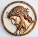 Religious Wood Carving Jesus Sign, DCO-13182-D, Sign For Wreath, 10" Wood Sign