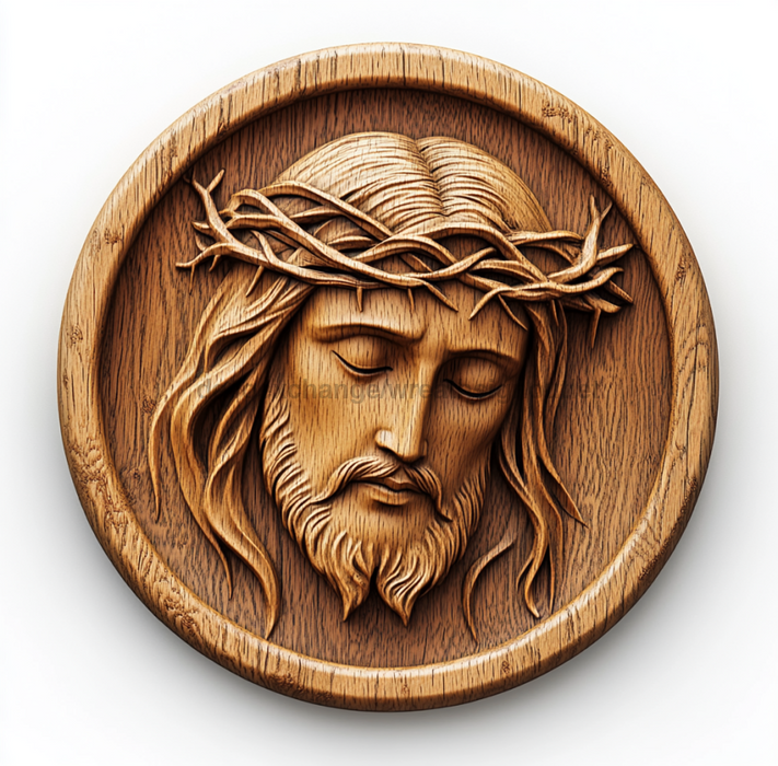 Religious Wood Carving Jesus Sign, DCO-13482-D, Sign For Wreath, 10" Wood Sign
