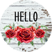 Roses Sign Hello Dco-00787 For Wreath 10 Round Metal