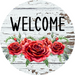 Roses Sign Welcome Dco-00786 For Wreath 10 Round Metal