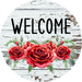 Roses Sign Welcome Dco-00786 For Wreath 10 Round Metal