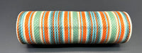 Rust-Teal-Ivory Striation Mesh 10’X10Y Xb240910-33