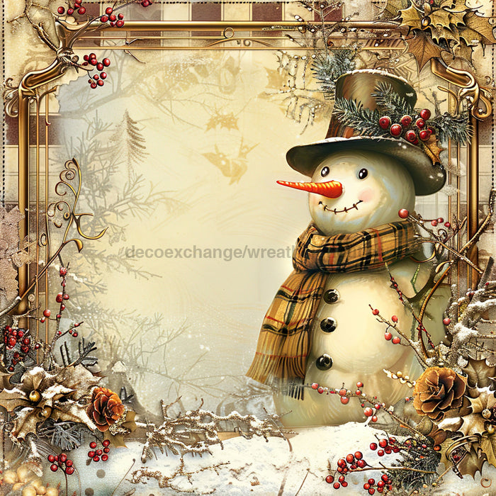Rustic Snowman Sign, DCO-102287, Sign For Wreath, 10x10in Metal Sign