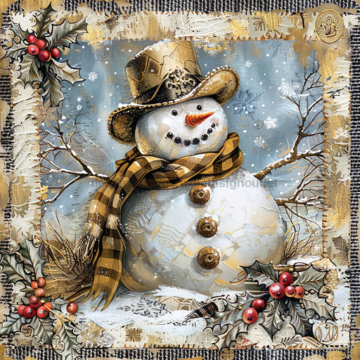 Rustic Snowman Sign, DCO-102288, Sign For Wreath, 10x10in Metal Sign