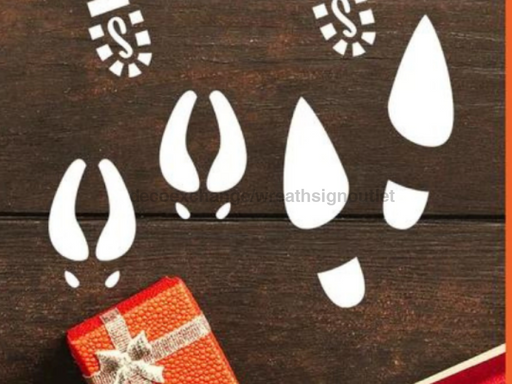 Santa Boot Print Reusable Stencil Christmas Eve Prop Wooden Footprint Reindeer Footprints Elf