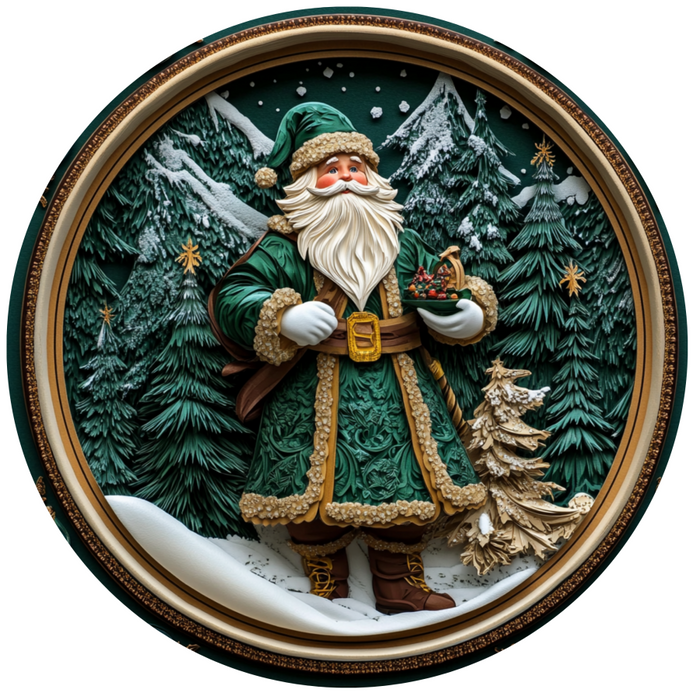 Santa Claus Wall Art, MB-00053, Sign For Wreath, 10" Metal Sign