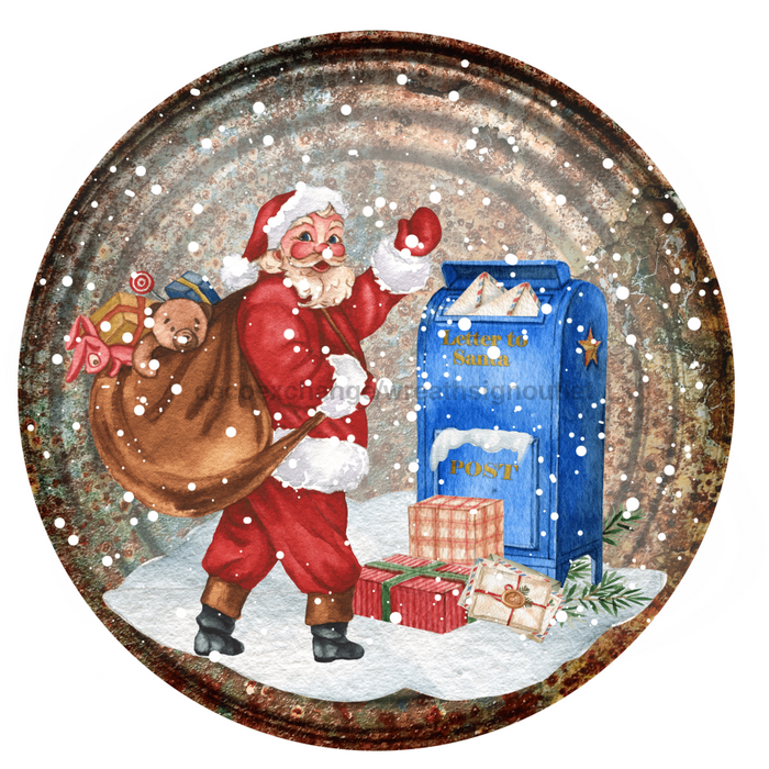 Santa Sign Christmas Decoe-4818 10 Metal Round