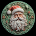 Santa Sign Green Dco-00637 For Wreath 10 Round Metal