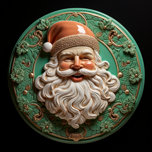 Santa Sign Green Dco-00643 For Wreath 10 Round Metal