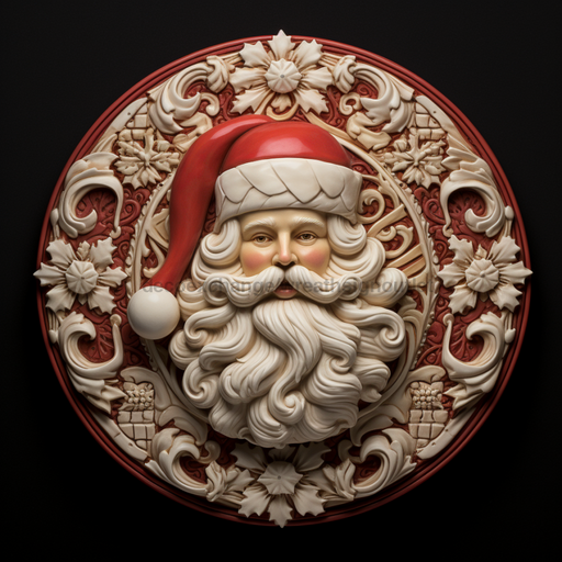 Santa Sign Red Dco-00620 For Wreath 10 Round Metal