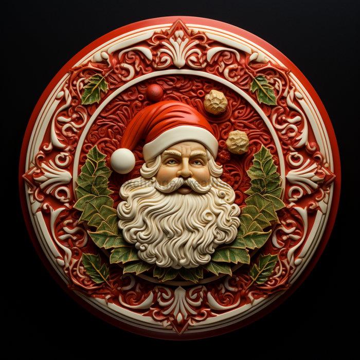 Santa Sign Red Dco-00642 For Wreath 10 Round Metal
