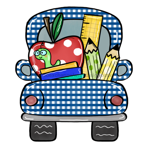 School Sign, Blue School Truck Sign, wood sign, DECOE-W-042 - DecoExchange®