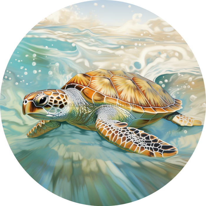 Sea Turtle Sign Nautical Decoe-5201 10’ Metal Round