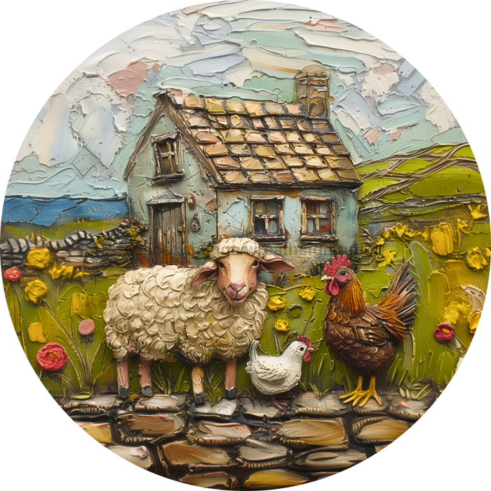 Sheep Sign, DECOE-5307-D, Sign For Wreath, 10" Wood Sign