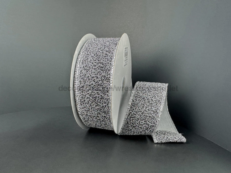 Silver-Black Fuzzy Metallic 1.5’’X10Y 73566-09-51 Ribbon