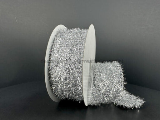 Silver Long Confetti Mtlc Wired 1.5’X10Y 77460-09-16 Ribbon