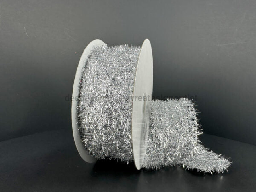 Silver Long Confetti Mtlc Wired 1.5’X10Y 77460-09-16 Ribbon