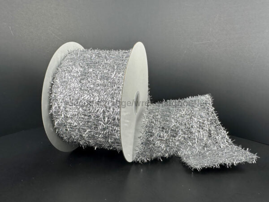 Silver Long Confetti Mtlc Wired 2.5’X10Y 77460-40-16 Ribbon