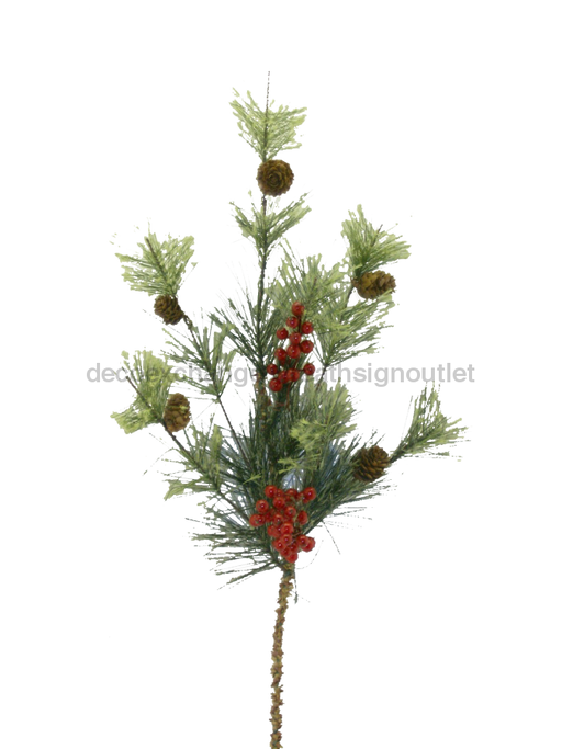 Smokey Pine Red Berry - 24 Spray W 7 Tips 81390SP24 - DecoExchange