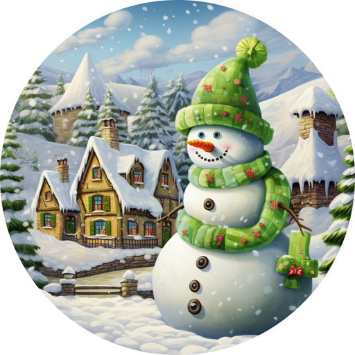 Snowman, MB-00003, Sign For Wreath, 10" Metal Sign