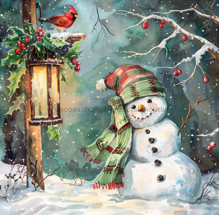 Snowman Sign, DCO-102555, Sign For Wreath, 10x10in Metal Sign