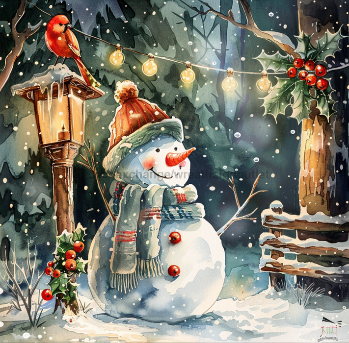 Snowman Sign, DCO-102557, Sign For Wreath, 10x10in Metal Sign
