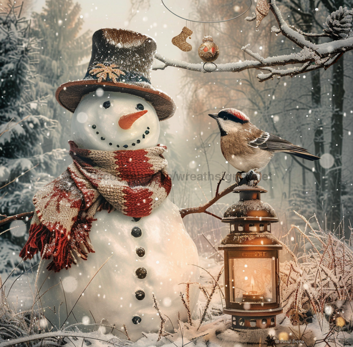 Snowman Sign, DCO-102577, Sign For Wreath, 10x10in Metal Sign