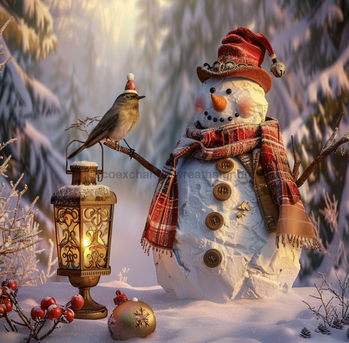 Snowman Sign, DCO-102579, Sign For Wreath, 10x10in Metal Sign