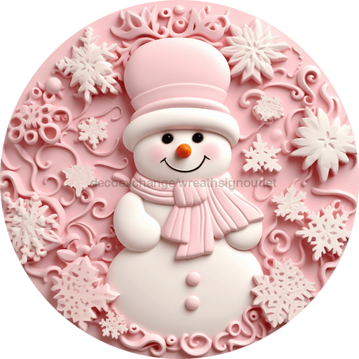 Snowman Sign Winter Decoe-4807 10 Metal Round