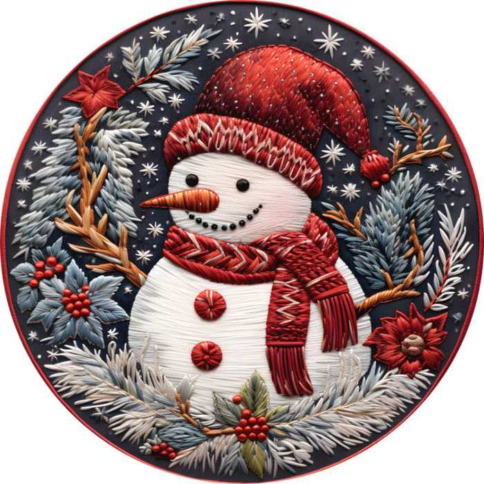 Snowman Sign, Winter Sign, DECOE-4822, 10" Metal Round - DecoExchange®