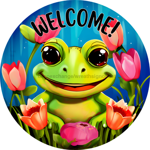 Spring Sign Frog Decoe-4823 10 Metal Round