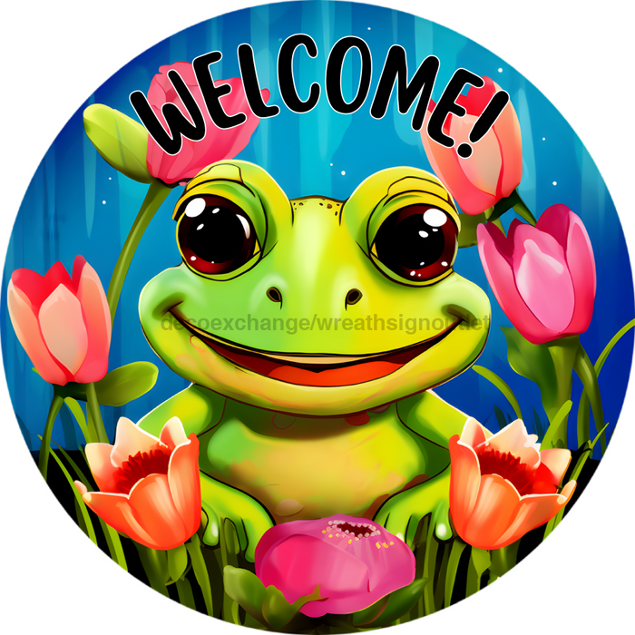 Spring Sign Frog Decoe-4823 10 Metal Round