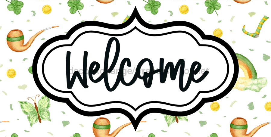 St Patricks Day Welcome Sign Dco-00721 For Wreath 6X12 Metal