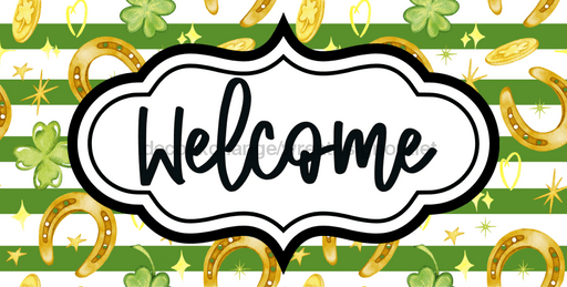 St Patricks Day Welcome Sign Dco-00722 For Wreath 6X12 Metal