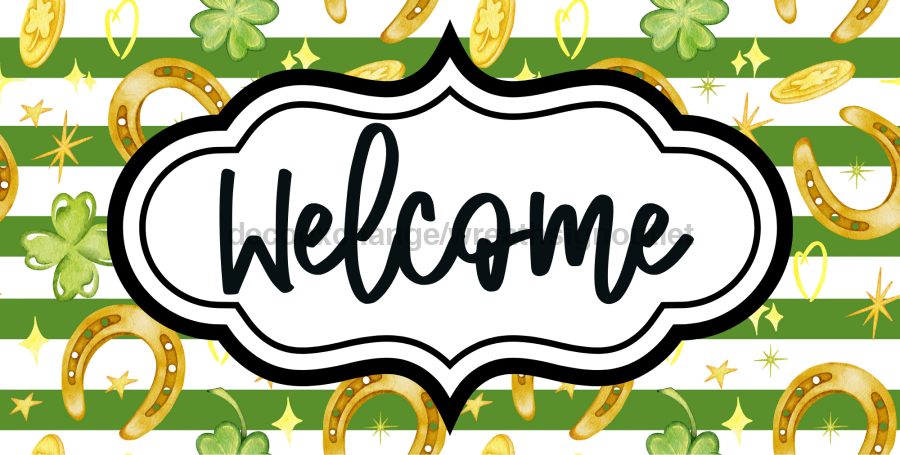 St Patricks Day Welcome Sign Dco-00722 For Wreath 6X12 Metal
