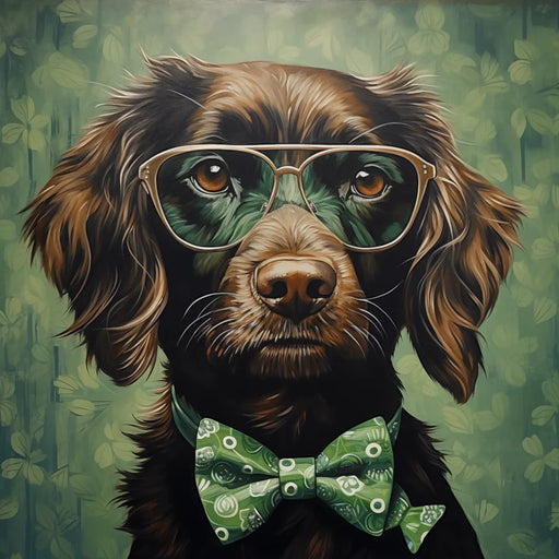 St Patricks Dog With Glasses Sign Funny Animal Wall Art Dco-01129 For Wreath 10X10 Metal