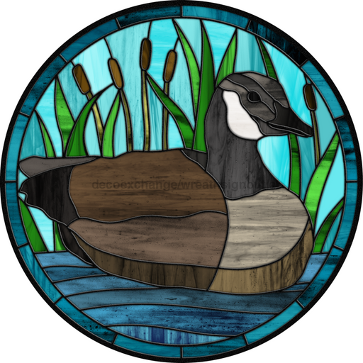 Stained Glass Sign, duck Sign, DECOE-4043, 10" Metal Round